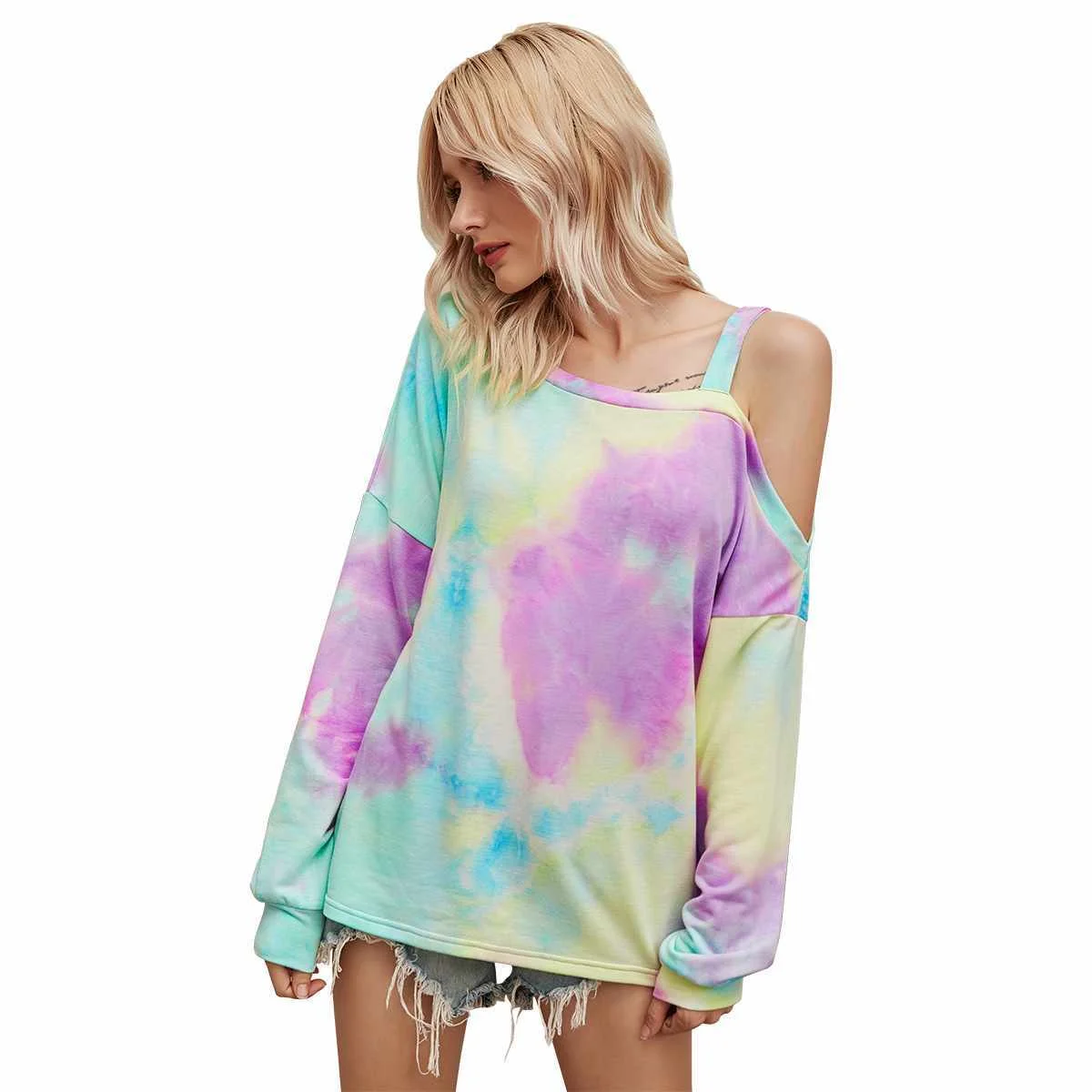 shein Autumn and winter European and American women's blouses long-sleeved strapless tie-dye sweater women
shein Autumn and winter European and American women's blouses long-sleeved strapless tie-dye sweater women