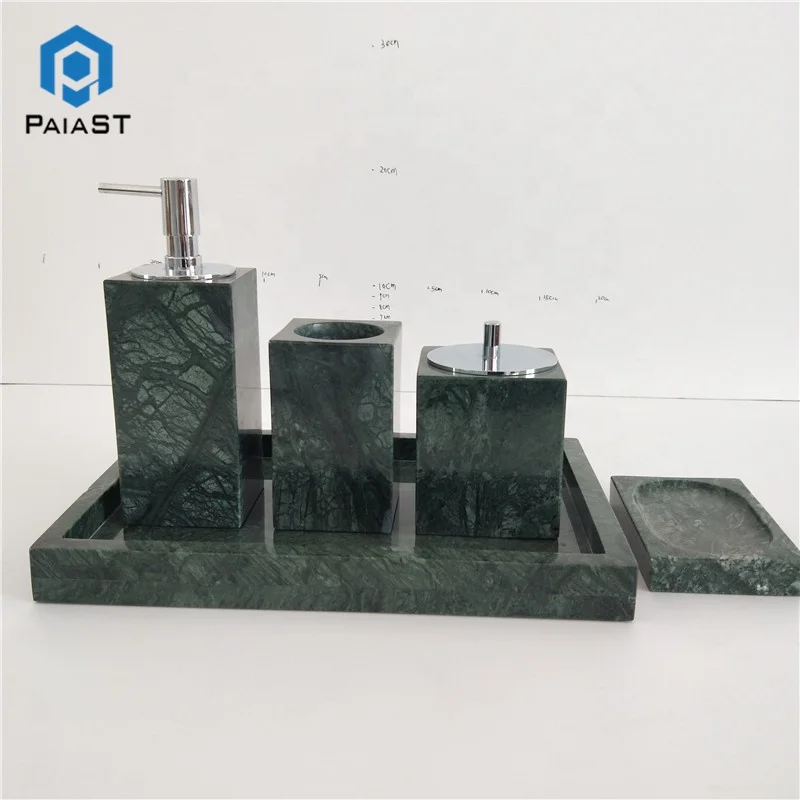 Wholesale Natural Stone Dark Green Marble Bathroom Accessory Set 
Wholesale Natural Stone Dark Green Marble Bathroom Accessory Set