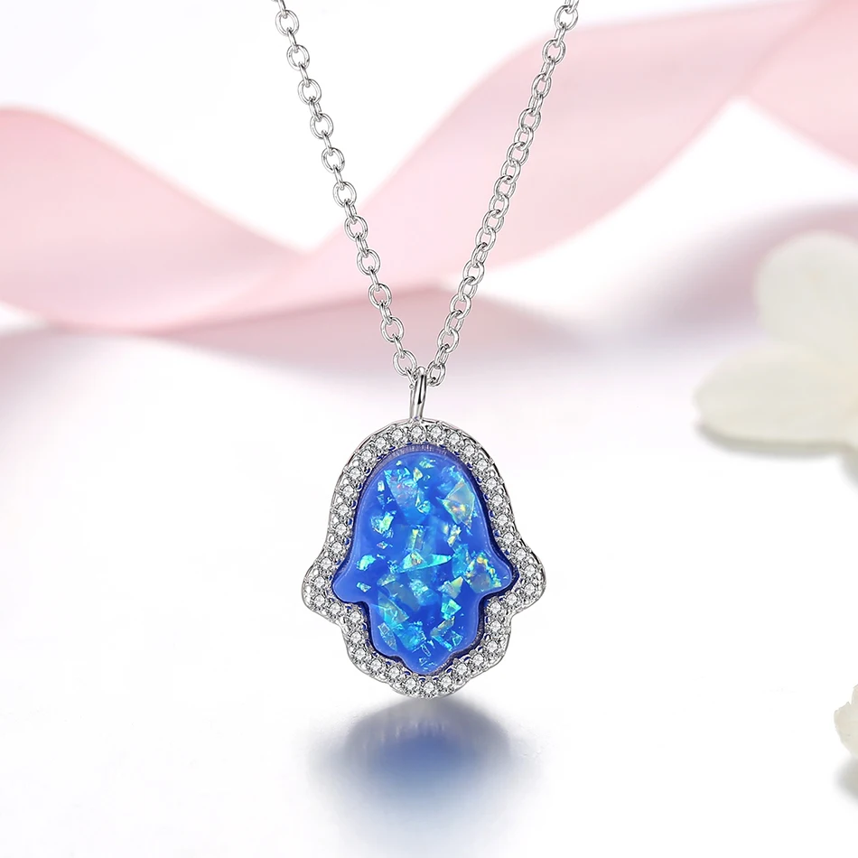Lovely Style 925 Sterling silver Hamsa Hand Pendant Necklace Long Chain Opal Necklace For Woman Jewelry
Lovely Style 925 Sterling silver Hamsa Hand Pendant Necklace Long Chain Opal Necklace For Woman Jewelry
