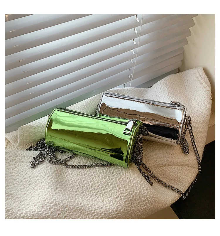 Silver Bag Fashion Laser Chain Crossbody Handbag Shoulder Small Cylinder Bag Women Clutch Bags/, As picture
Silver Bag Fashion Laser Chain Crossbody Handbag Shoulder Small Cylinder Bag Women Clutch Bags/, As picture