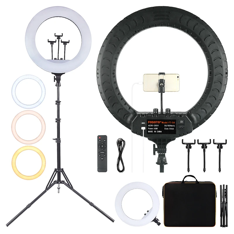 USA FBA Warehouse stock FOSOTO 21 Inch Photographic lighting 2700-6500K LED Ring Lamp With tripod Remote RingLight For Camera
USA FBA Warehouse stock FOSOTO 21 Inch Photographic lighting 2700-6500K LED Ring Lamp With tripod Remote RingLight For Camera