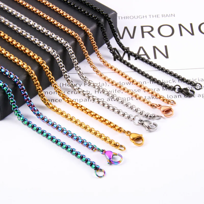 2MM 2.5MM 3MM 4MM Stainless Steel Rope Chains Box Necklaces DIY Pendant Necklace For Men Women Fashion Jewelry Wholesale
2MM 2.5MM 3MM 4MM Stainless Steel Rope Chains Box Necklaces DIY Pendant Necklace For Men Women Fashion Jewelry Wholesale