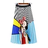 2019 printing cartoon pattern high elastic folds street A shaped Pleated skirt women's clothing