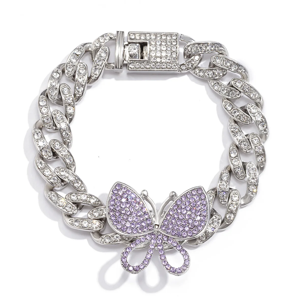 Genya Silver Plating Cuban Chain Bracelet Link Cubic Zircon Diamond Tennis butterfly Bracelet, As picture
Genya Silver Plating Cuban Chain Bracelet Link Cubic Zircon Diamond Tennis butterfly Bracelet, As picture