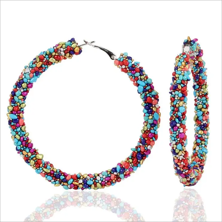 2021 New Simple Personalized Multi color Raw Gemstone Hoop Beaded Circle Earrings Fashion Jewelry
2021 New Simple Personalized Multi color Raw Gemstone Hoop Beaded Circle Earrings Fashion Jewelry
