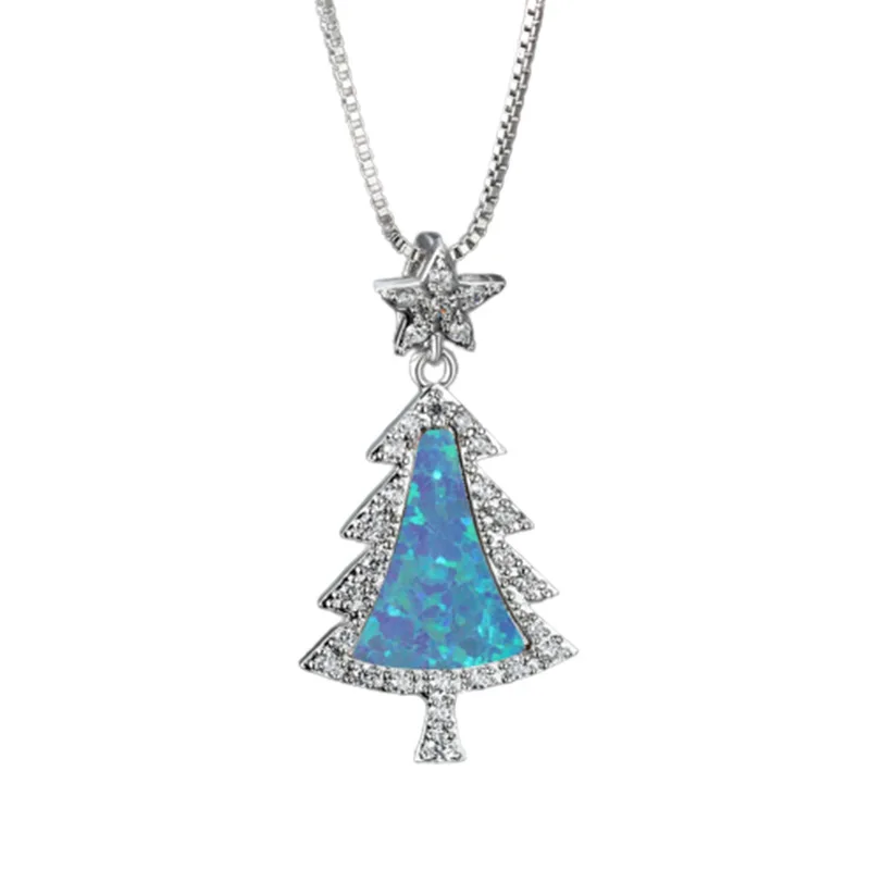 WSYEAR White blue opal Christmas tree pendant necklace five-pointed star white zircon necklace Christmas gift
WSYEAR White blue opal Christmas tree pendant necklace five-pointed star white zircon necklace Christmas gift