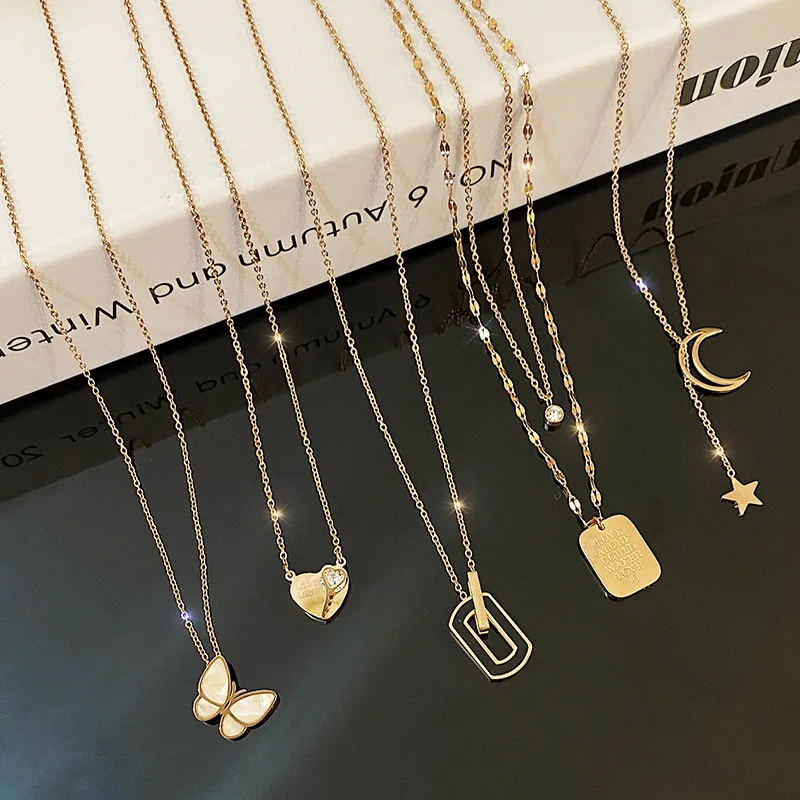 Stainless Steel Necklace Fashion Necklaces Gold Plated Heart Letter Mermaid Flower Star Moon Butterfly Cross Geometric Jewelry, Picture shows
Stainless Steel Necklace Fashion Necklaces Gold Plated Heart Letter Mermaid Flower Star Moon Butterfly Cross Geometric Jewelry, Picture shows