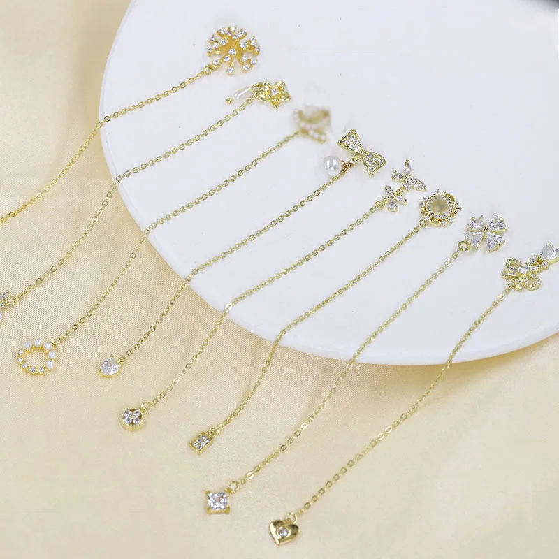 Luxury Nail Charms AAA Zircon Bow Knot Love Heart Long Chain Nail Arts Finger Nail Sticker Jewelry for Women Beauty, Colorful
Luxury Nail Charms AAA Zircon Bow Knot Love Heart Long Chain Nail Arts Finger Nail Sticker Jewelry for Women Beauty, Colorful