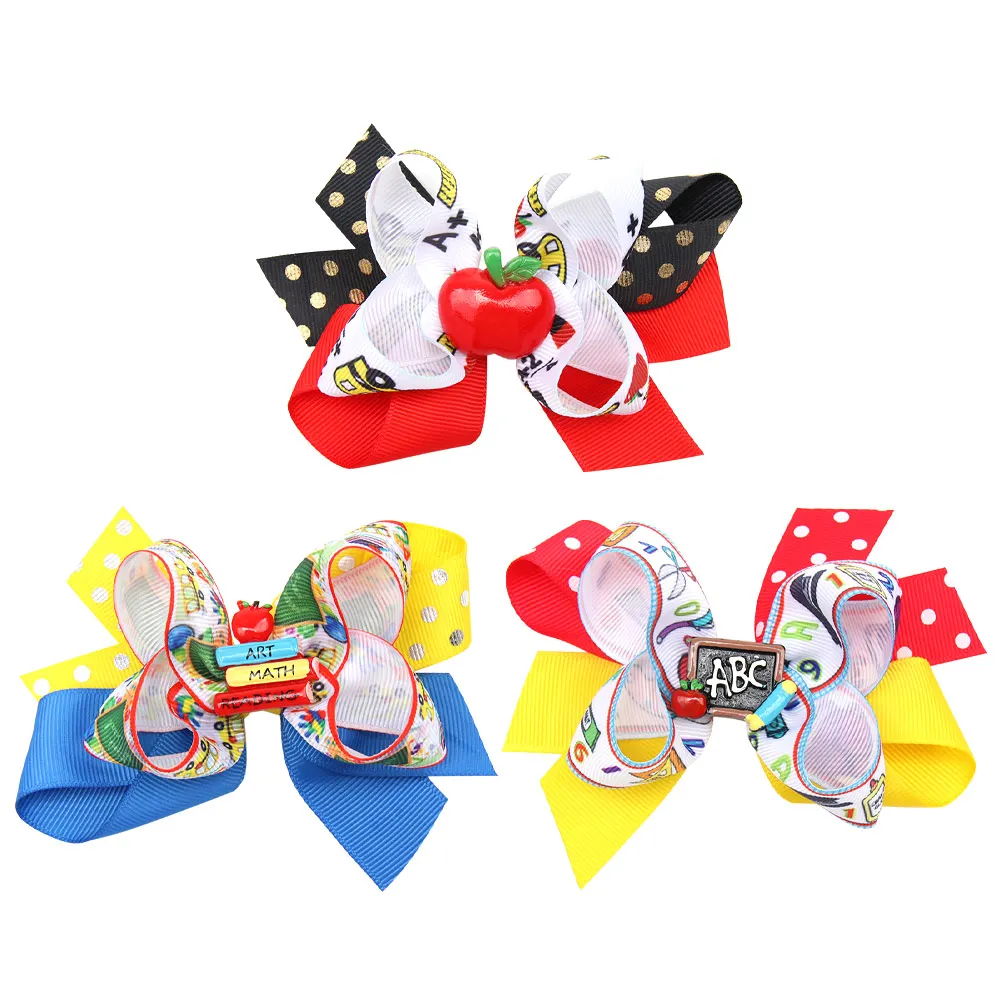 5Inch Apple Charms Hair Clips Printed Ribbon Back To School Hair Bows For Kids Girls Multilayered Hair Accessories
5Inch Apple Charms Hair Clips Printed Ribbon Back To School Hair Bows For Kids Girls Multilayered Hair Accessories