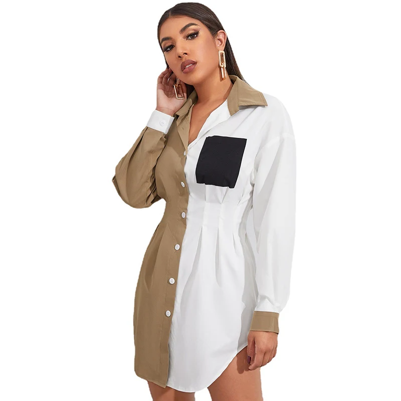 Summer Women Long Blouse Sexy Shrink Waist Long Sleeve Colorblock Cardigan Turn Down Collar Button Shirts, Khaki
Summer Women Long Blouse Sexy Shrink Waist Long Sleeve Colorblock Cardigan Turn Down Collar Button Shirts, Khaki