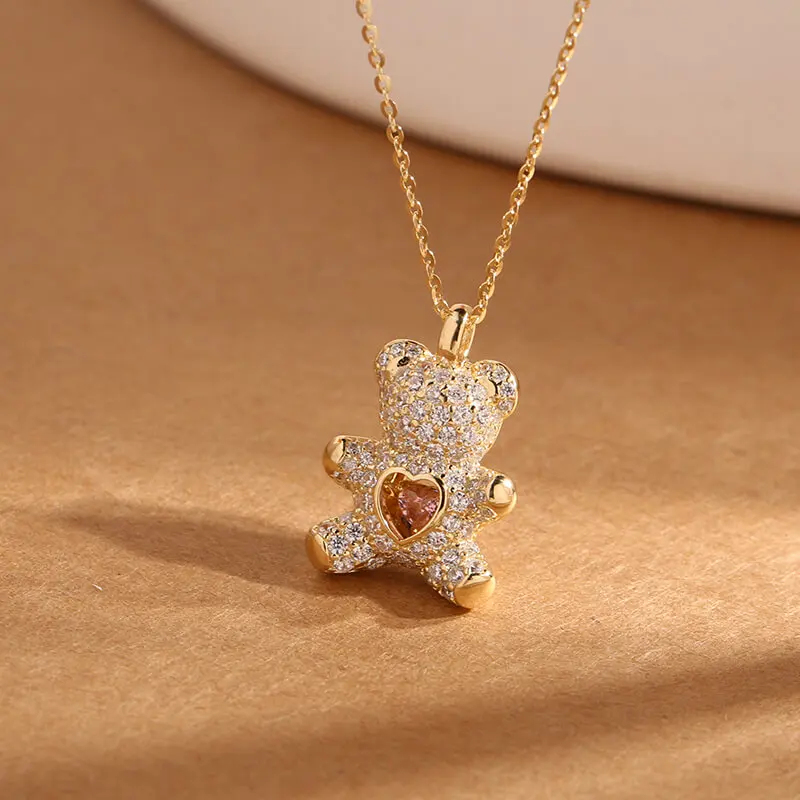 In Stock! Wholesale 2020 Unique Present Gift Gold Plated Zircon love Heart Teddy Bear Long Necklace Pendants
In Stock! Wholesale 2020 Unique Present Gift Gold Plated Zircon love Heart Teddy Bear Long Necklace Pendants