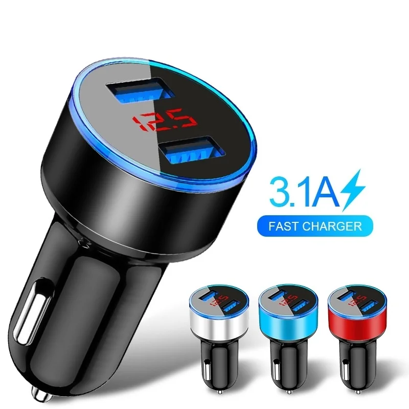 Mini USB Phone charger QC 3.0 USB Charger Fast Charge Dual Car Charger For Samsung S8 S9 S10