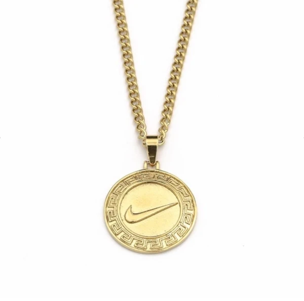 Round Swoosh Necklace Gold Stainless Steel Tick Necklace Chain Men Hip hop Jewelry Silver Border Coin Swoosh Pendant Chain Gift
Round Swoosh Necklace Gold Stainless Steel Tick Necklace Chain Men Hip hop Jewelry Silver Border Coin Swoosh Pendant Chain Gift