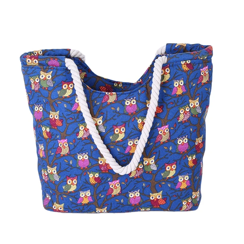 European And American Style Single Shoulder Portable Wear-Resistant Canvas Female Summer Owl Beach Bag Rpet Bag, 4 colors
European And American Style Single Shoulder Portable Wear-Resistant Canvas Female Summer Owl Beach Bag Rpet Bag, 4 colors