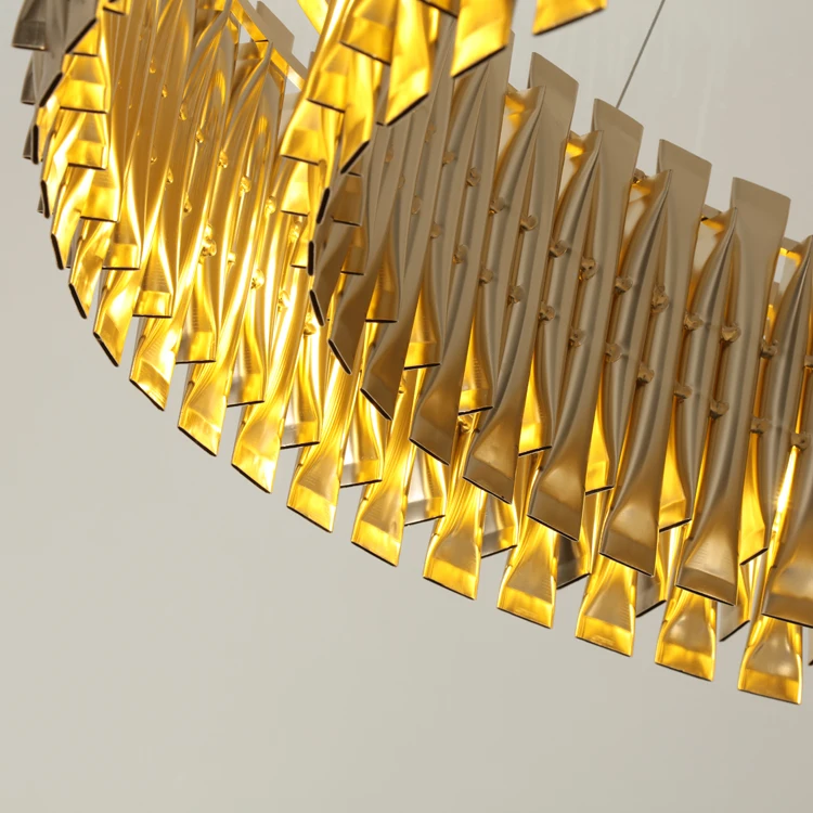 Luxury Modern Gold tube Aluminum LED Pendant Light for hotel villa shopping mall