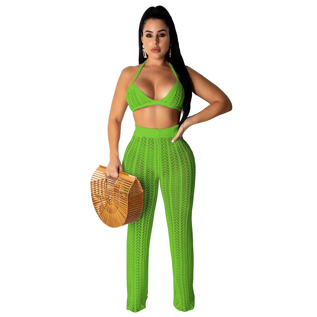 Trending women two piece sets outfits solid color Knitted mesh hollowing two piece pants set summer two piece outfits for women, White/red/wine red/black/yellow/blue/pink/orange
Trending women two piece sets outfits solid color Knitted mesh hollowing two piece pants set summer two piece outfits for women, White/red/wine red/black/yellow/blue/pink/orange