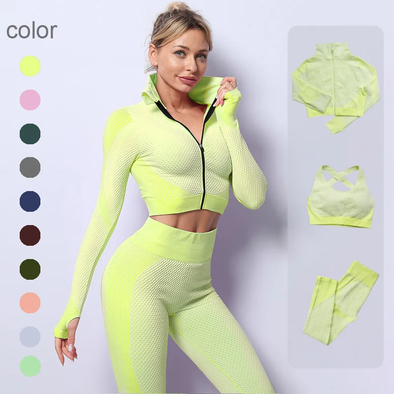 Fall winter 3pcs patchwork warm Sportswear women Gym Fitness Clothing Yoga coat bra Leggings set Sport Yoga Set, Green black blue
Fall winter 3pcs patchwork warm Sportswear women Gym Fitness Clothing Yoga coat bra Leggings set Sport Yoga Set, Green black blue