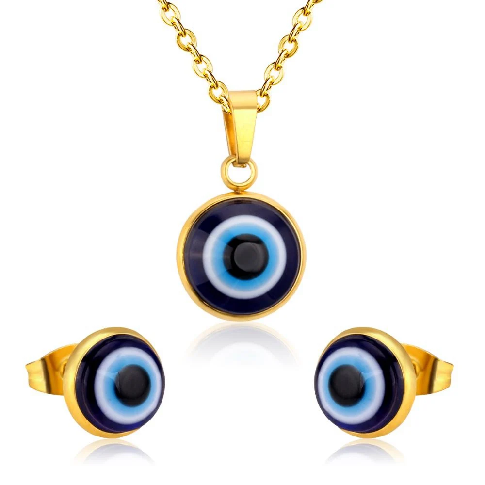 Stainless Steel Jewelry Sets Classic Jewelry Gold/Silver Color Pendant Female Blue Evil Eyes Necklace Earring Sets, Original stainless steel
Stainless Steel Jewelry Sets Classic Jewelry Gold/Silver Color Pendant Female Blue Evil Eyes Necklace Earring Sets, Original stainless steel