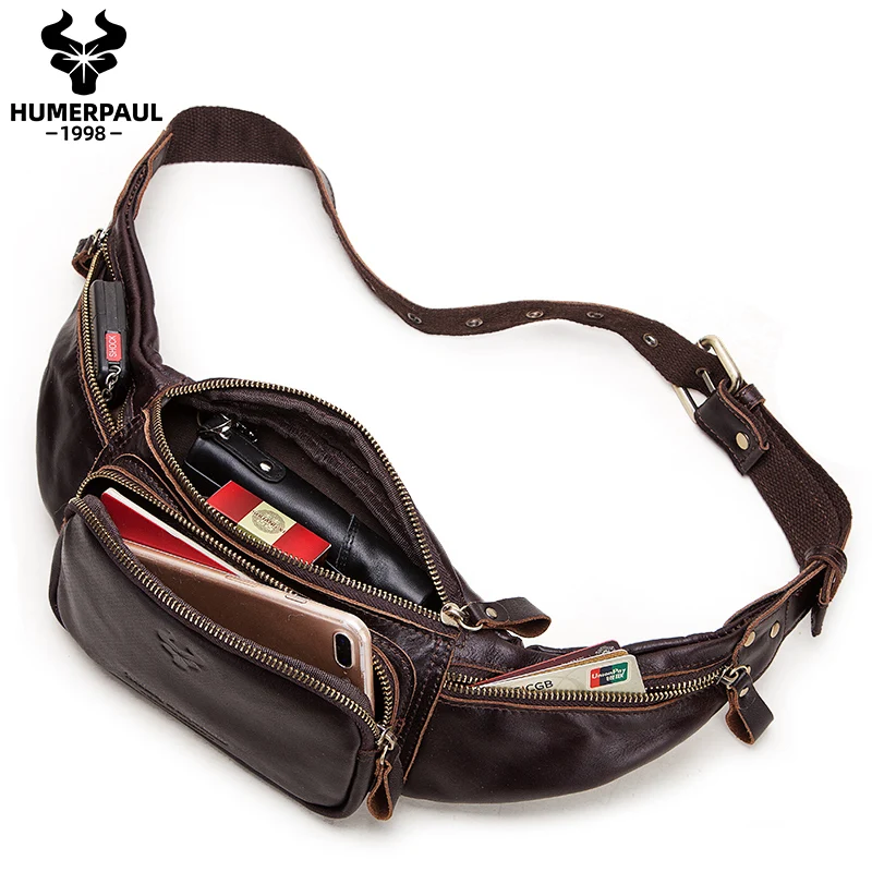 HUMERPAUL Manufacturer Wholesale High-Grade Sport Bag Customized Vintage Genuine Leather Waterproof Men Waist Bag
HUMERPAUL Manufacturer Wholesale High-Grade Sport Bag Customized Vintage Genuine Leather Waterproof Men Waist Bag