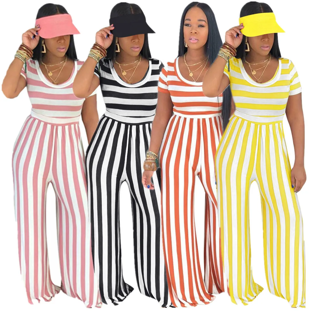 wholesale breathable stripe color plus size short sleeve cut out one piece jumpsuits women 2020 club wear rompers wide leg pants, As picture
wholesale breathable stripe color plus size short sleeve cut out one piece jumpsuits women 2020 club wear rompers wide leg pants, As picture