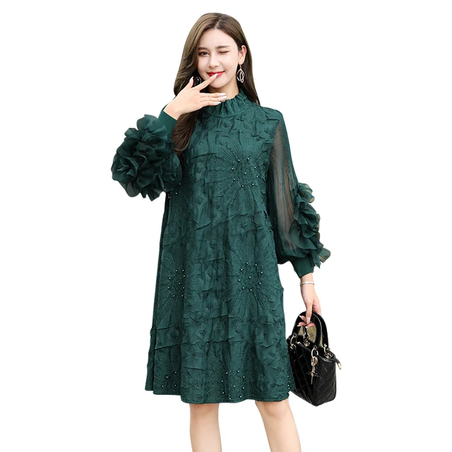 Autumn and Winter Dress Autumn & Winter Machine Embroidery Fat mm Belly Covering Slimming Elegant Young Dress, Customized color
Autumn and Winter Dress Autumn & Winter Machine Embroidery Fat mm Belly Covering Slimming Elegant Young Dress, Customized color