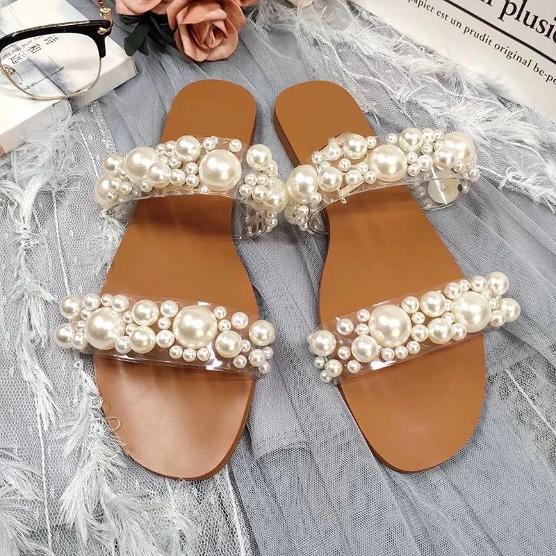 2021 summer sandals luxury pearl sandals women double strap flat slipper outdoor boho custom slides sandals, 2 colors
2021 summer sandals luxury pearl sandals women double strap flat slipper outdoor boho custom slides sandals, 2 colors