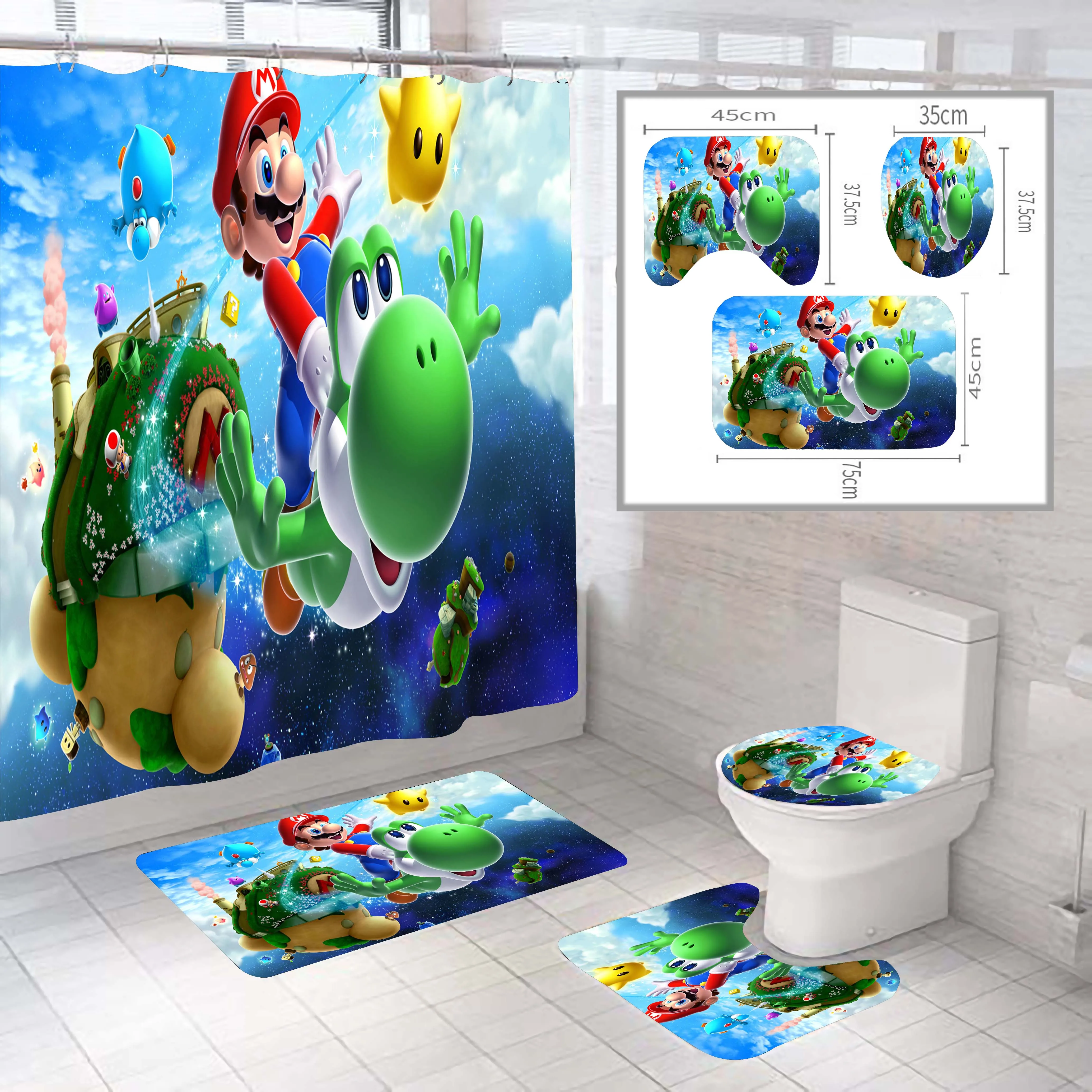 Hot 3D-printed cartoon style stitched Cute Cartoon Pattern Kids Shower Curtain set with hook and carpet bathroom mat, Custom-made
Hot 3D-printed cartoon style stitched Cute Cartoon Pattern Kids Shower Curtain set with hook and carpet bathroom mat, Custom-made