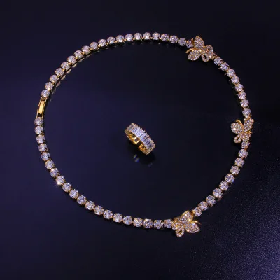Hip Hops Diamond Necklace Rings Jewelry Set Gold Plated Crystal Rhinestone Butterfly Necklace Zircon Open Rings Jewelry Set
Hip Hops Diamond Necklace Rings Jewelry Set Gold Plated Crystal Rhinestone Butterfly Necklace Zircon Open Rings Jewelry Set