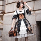 Original design japanese style luxury lolita costume black sexy dress jumper skirt for women