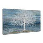 Newest Chinese Creative Tree Abstract Oil Painting on Canvas Blue Teal Home Decor Wall Art for Home Decor Hotel Project