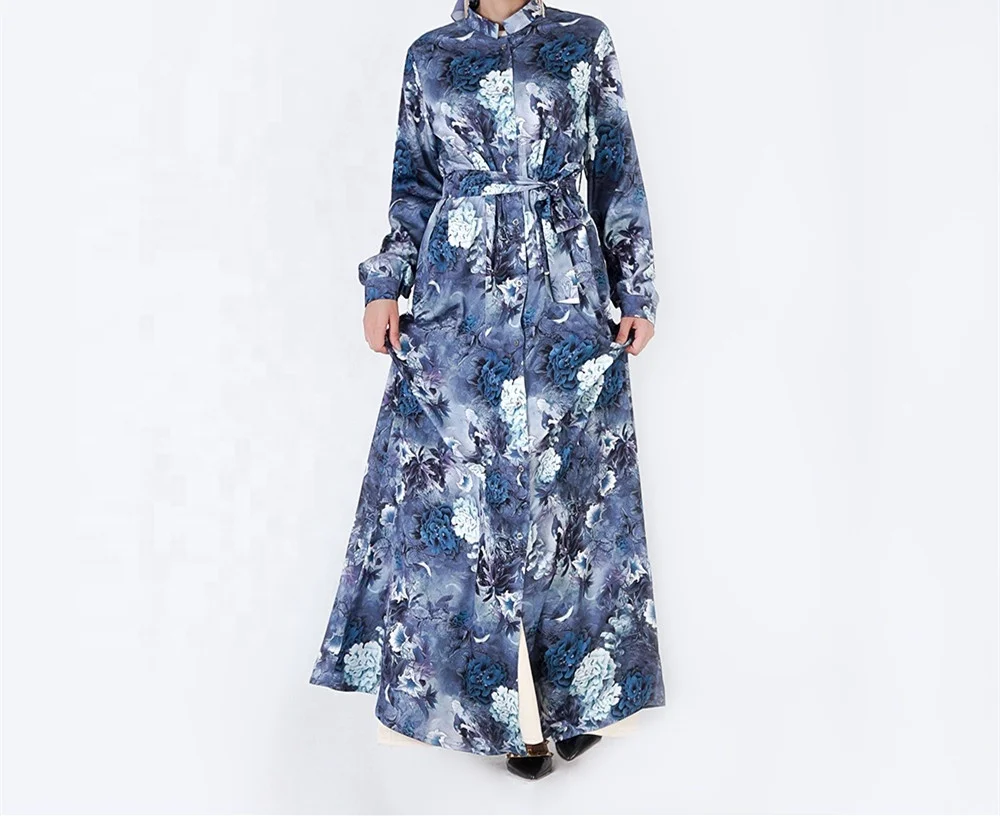 Satin Luxury Smooth 3D Digital Printing Ink Splash Stand Collar Floral Dubai Abaya Islamic Clothing Muslim Dress With Belt, Ink blue or customized
Satin Luxury Smooth 3D Digital Printing Ink Splash Stand Collar Floral Dubai Abaya Islamic Clothing Muslim Dress With Belt, Ink blue or customized