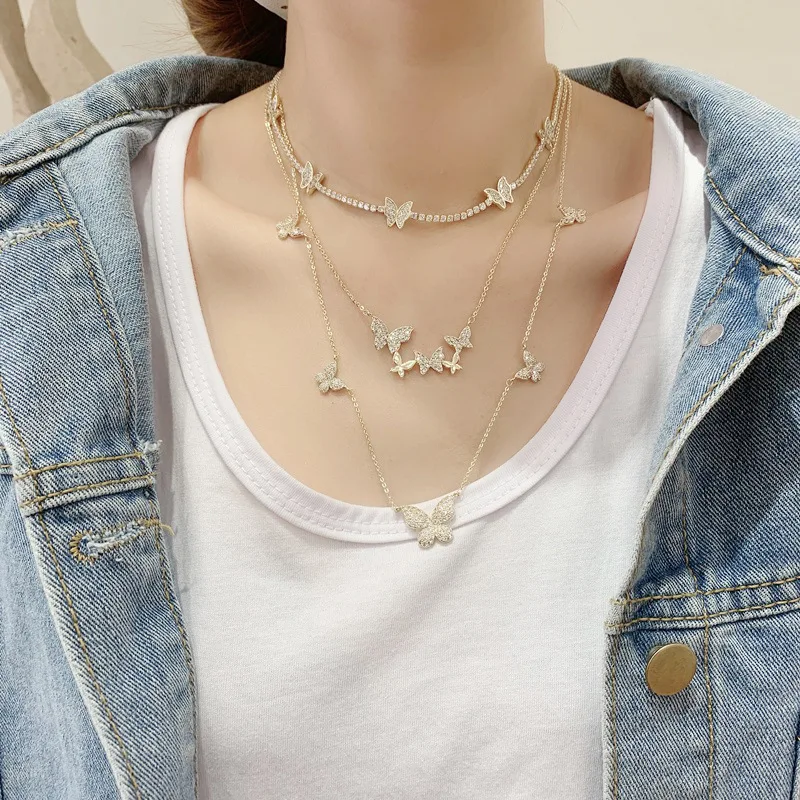 French micro-inlaid zircon butterfly clavicle chain cold wind ins trendy necklace super fairy net red necklace, Picture
French micro-inlaid zircon butterfly clavicle chain cold wind ins trendy necklace super fairy net red necklace, Picture
