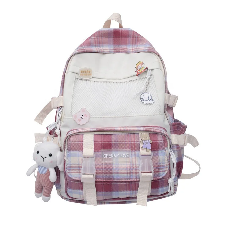 Korean plaid cute fashion backpack for middle school students, Blue,black,pink,purple
Korean plaid cute fashion backpack for middle school students, Blue,black,pink,purple