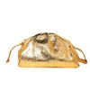 Fashion custom metal Gold dumpling patent leather bags Hot sale dumpling cosmetic bag clutch bags women