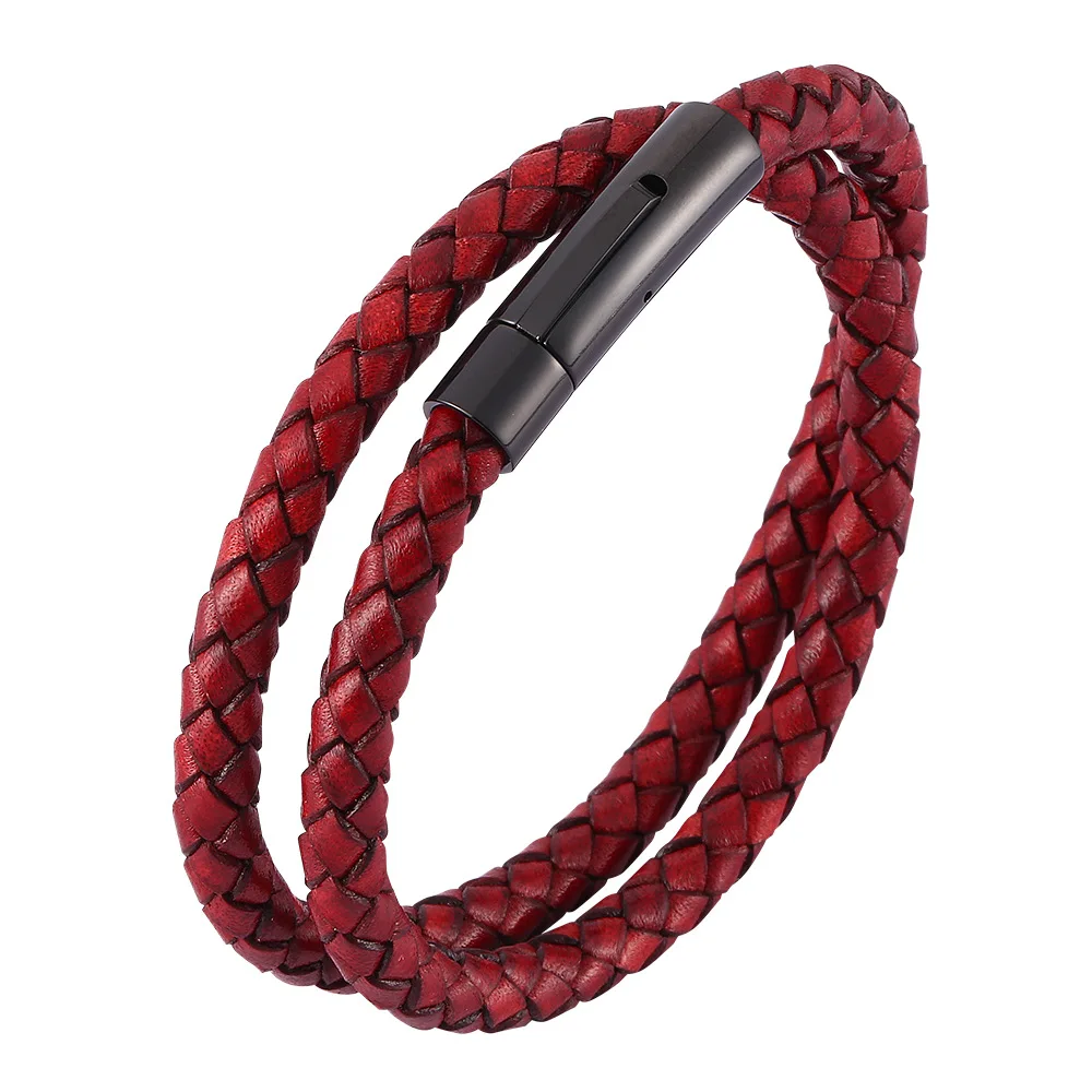 Simple Charm Stainless Steel Clasp Multilayer Jewelry Genuine Leather Bracelet, Green,blue,gray,black,brown,customized color
Simple Charm Stainless Steel Clasp Multilayer Jewelry Genuine Leather Bracelet, Green,blue,gray,black,brown,customized color
