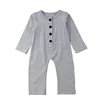 Newborn Infant Baby Boys Girls Jumpsuit Solid Fold Button Homewear Casual Romper Baby Little Girls Rompers