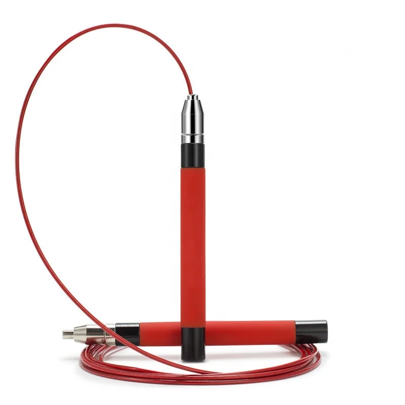 

Wholesale 3meters High Quality Logo Silicone Fitness Exercise Speed Self Locking Steel Wire PVC Cable Adult Skipping Jump Rope, Black,red and custom color