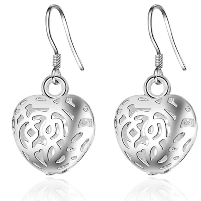 S925 Sterling Silver Heart Dangle Drop Stud Earrings 
S925 Sterling Silver Heart Dangle Drop Stud Earrings