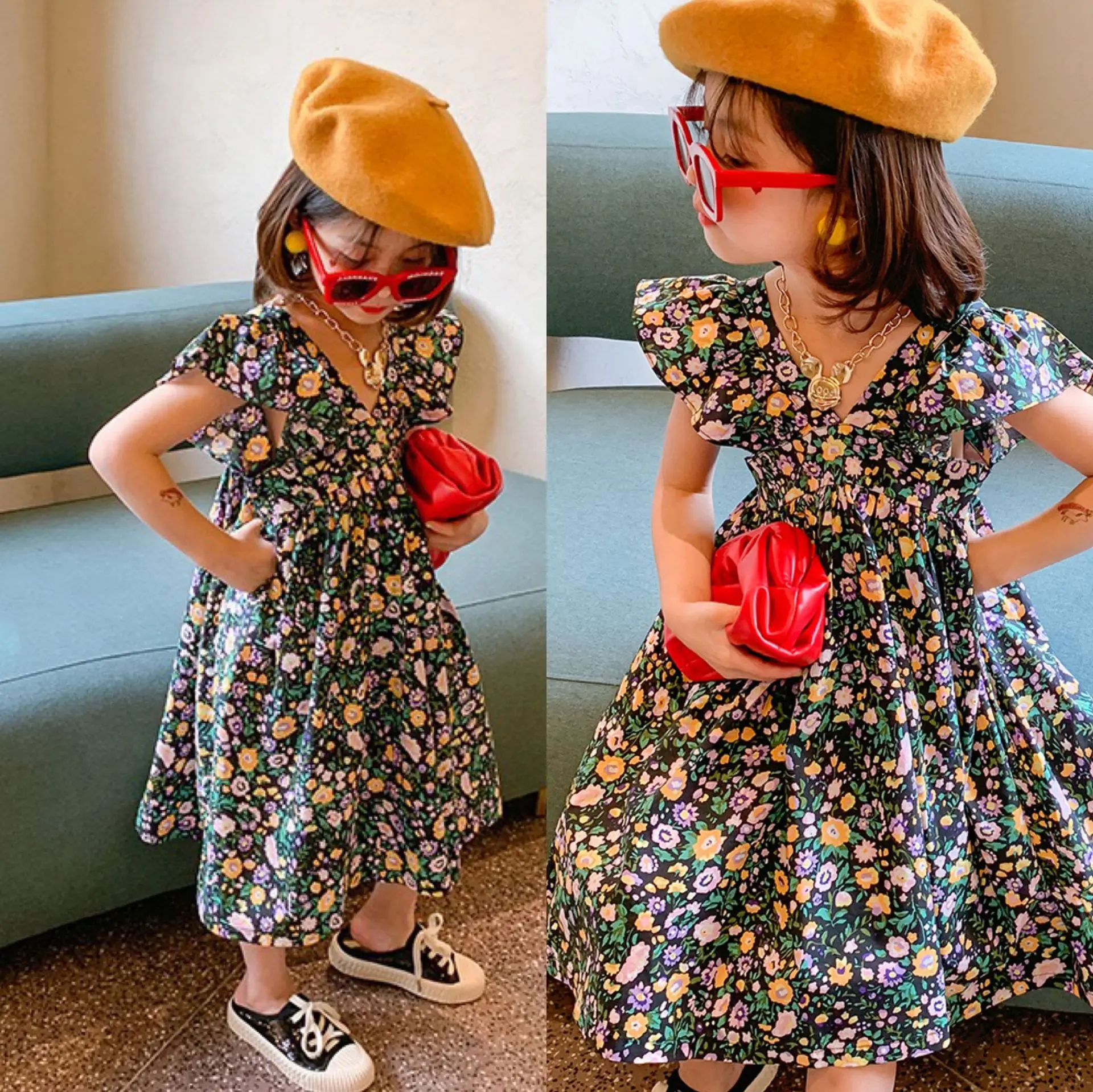 New Style Girls Dress Cotton Fashion Summer Ruffles Print Flowers Girls Dresses 
New Style Girls Dress Cotton Fashion Summer Ruffles Print Flowers Girls Dresses