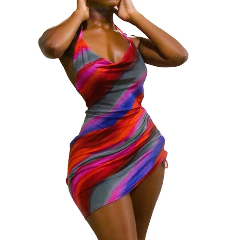 New V-neck backless tie rainbow dress pleated beach party 2021 sexy summer dress, Picture
New V-neck backless tie rainbow dress pleated beach party 2021 sexy summer dress, Picture