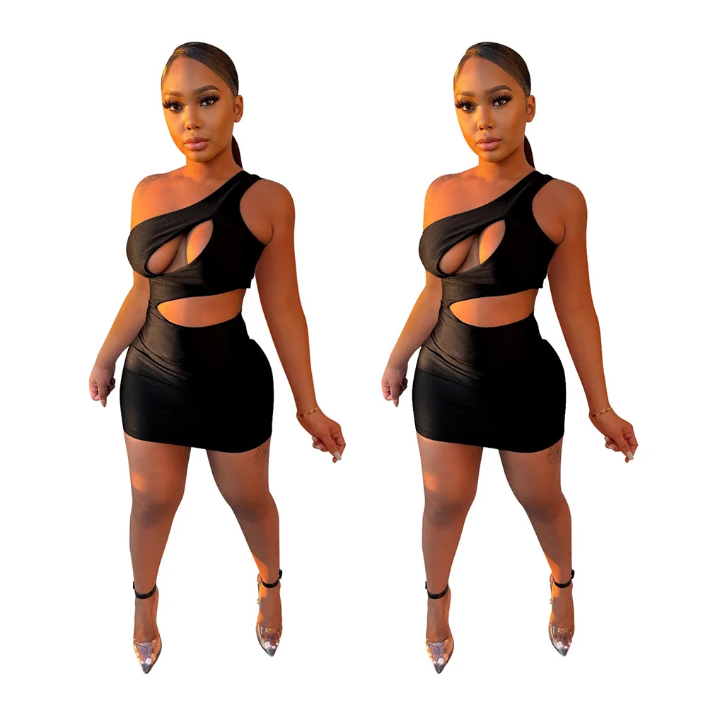DS-048 2021 Solid Color One Shoulder Hollow Out Sexy Club Clothing Summer Women Bodycon Fashion Black Mini Dress
DS-048 2021 Solid Color One Shoulder Hollow Out Sexy Club Clothing Summer Women Bodycon Fashion Black Mini Dress