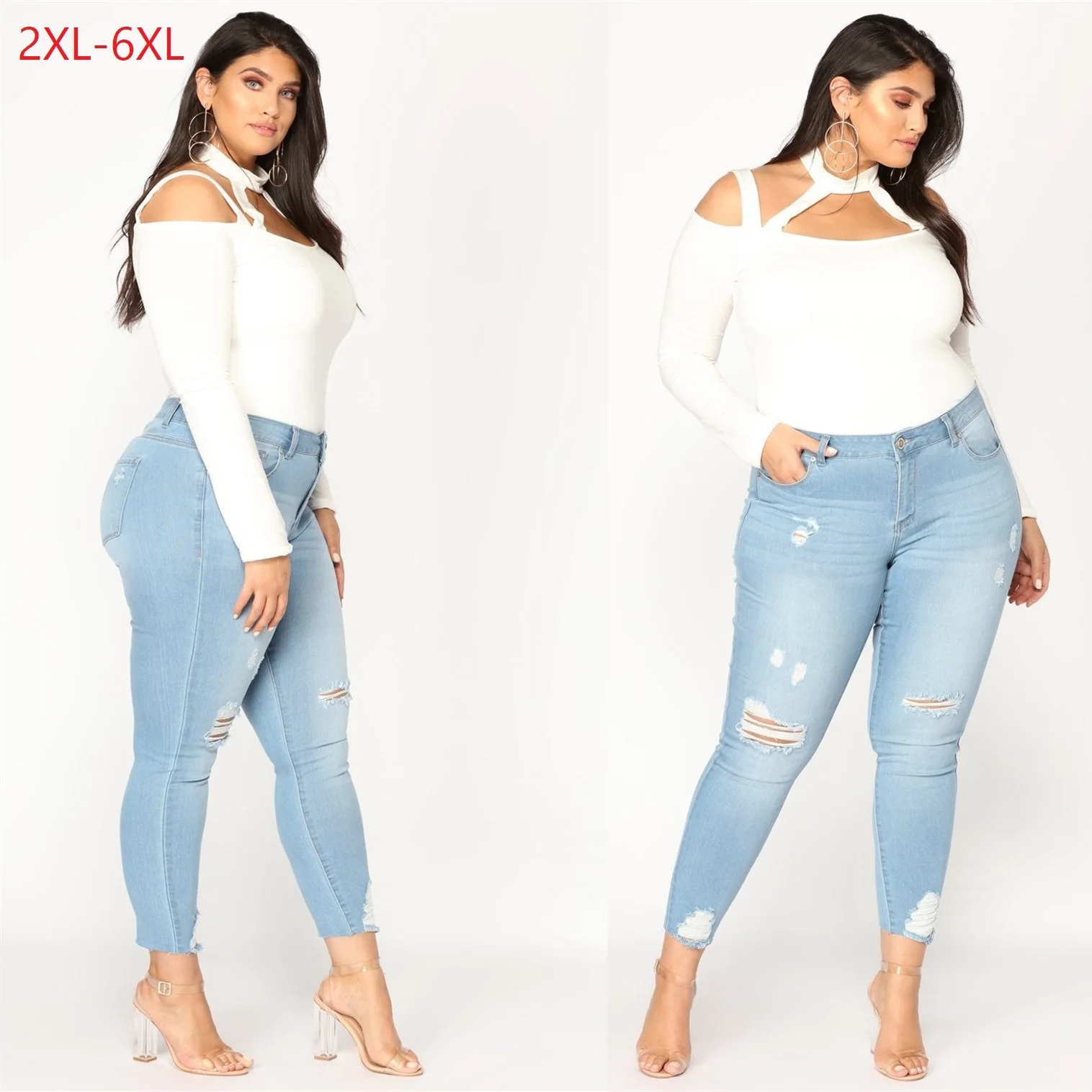 Big Promotion Plus Size Fashion Women Sexy Hole Ripped Blue Skinny Stretchy High Waist Vintage Jeans Pant, 1 kinds of color
Big Promotion Plus Size Fashion Women Sexy Hole Ripped Blue Skinny Stretchy High Waist Vintage Jeans Pant, 1 kinds of color