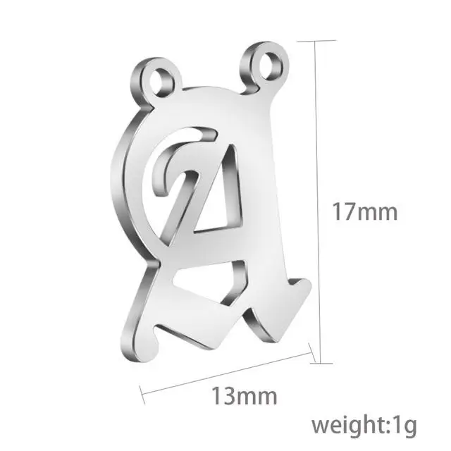 Gothic 304 stainless steel accessories 26 English letters gold steel color double hole pendant, Silver/gold
Gothic 304 stainless steel accessories 26 English letters gold steel color double hole pendant, Silver/gold