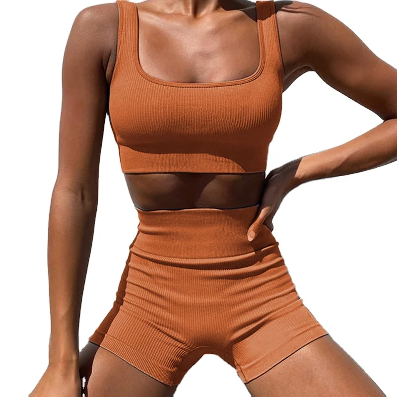 New Fashion Women's Seamless Knitted Sexy Short Sleeve Sport Bra And Shorts Fitness Yoga Set, Customized colors
New Fashion Women's Seamless Knitted Sexy Short Sleeve Sport Bra And Shorts Fitness Yoga Set, Customized colors