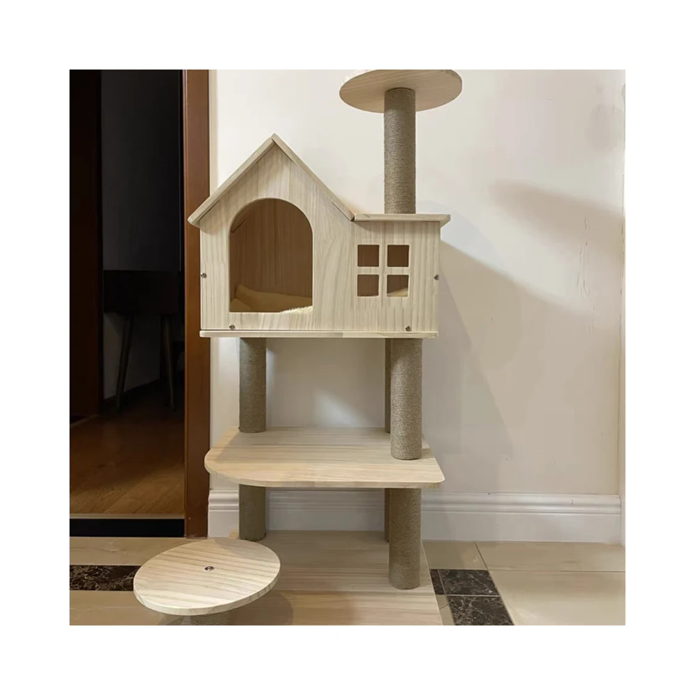 Wholesale price luxury solid wood cat litter bachelor apartment cat climbing frame, Natural color
Wholesale price luxury solid wood cat litter bachelor apartment cat climbing frame, Natural color