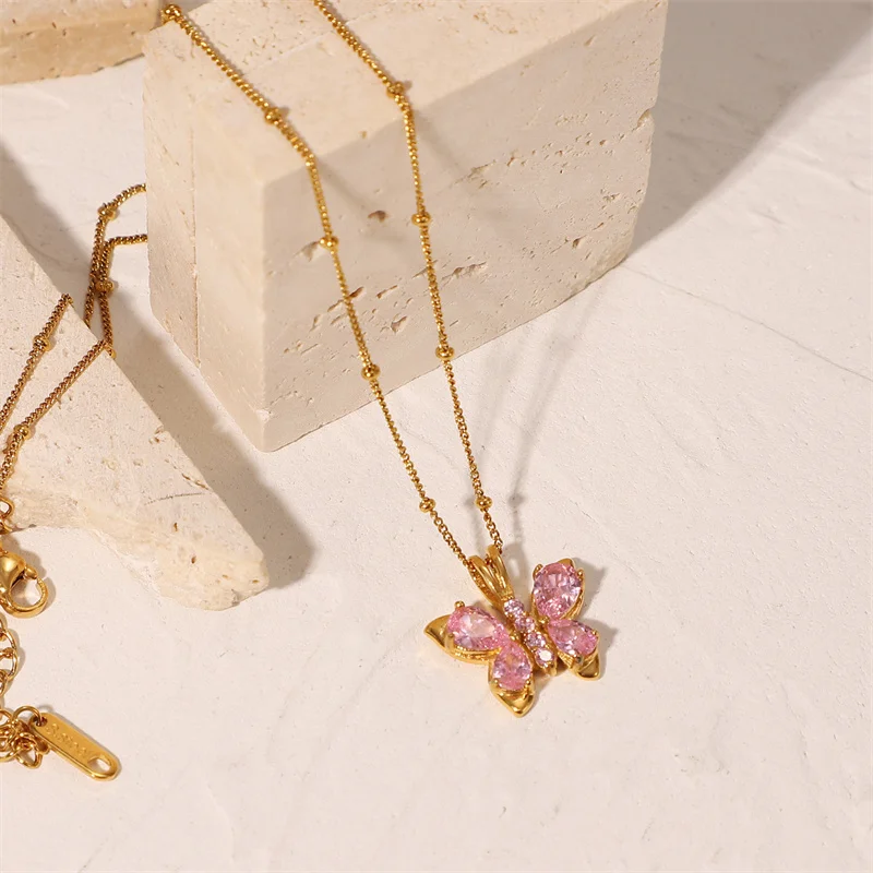 Wholesale Women Elegant Butterfly Charm Necklace Female Sparkling CZ Zircon Stainless Steel Butterfly Necklace
Wholesale Women Elegant Butterfly Charm Necklace Female Sparkling CZ Zircon Stainless Steel Butterfly Necklace
