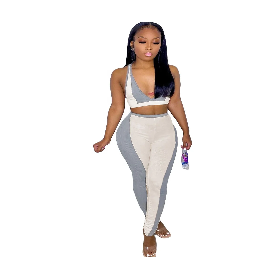 MT104-6661 Wholesale color matching sleeveless V-neck rib knit 2-piece sportswear casual sports women's two-piece pants
MT104-6661 Wholesale color matching sleeveless V-neck rib knit 2-piece sportswear casual sports women's two-piece pants