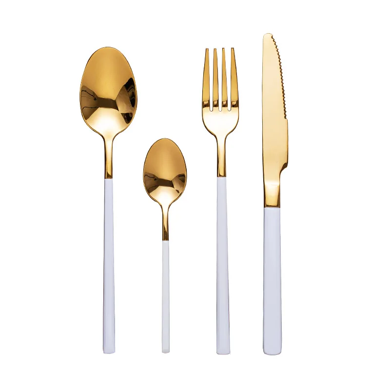 304 4 pcs gold dinnerware set with black handle dinner knife spoon fork for party restaurant dinner stainless steel luxury new m
304 4 pcs gold dinnerware set with black handle dinner knife spoon fork for party restaurant dinner stainless steel luxury new m