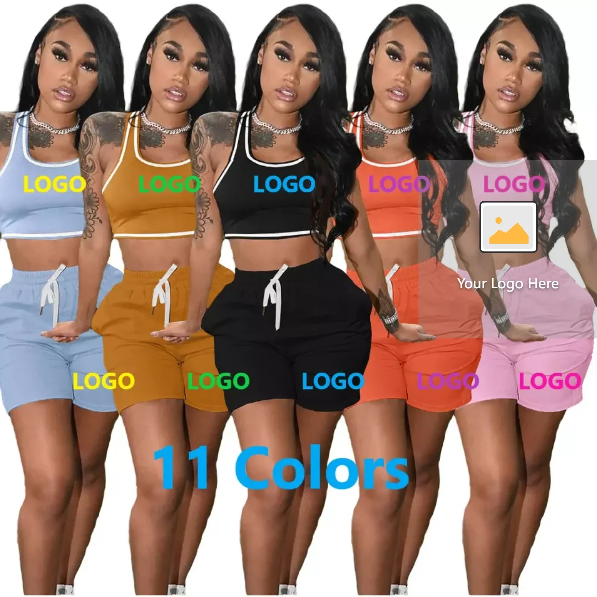 New Arrival 2022 Summer Sport Jersey Custom Logo 2 Piece Set Casual Two Piece Short Set Crop Tank Top And Biker Shorts Set
New Arrival 2022 Summer Sport Jersey Custom Logo 2 Piece Set Casual Two Piece Short Set Crop Tank Top And Biker Shorts Set