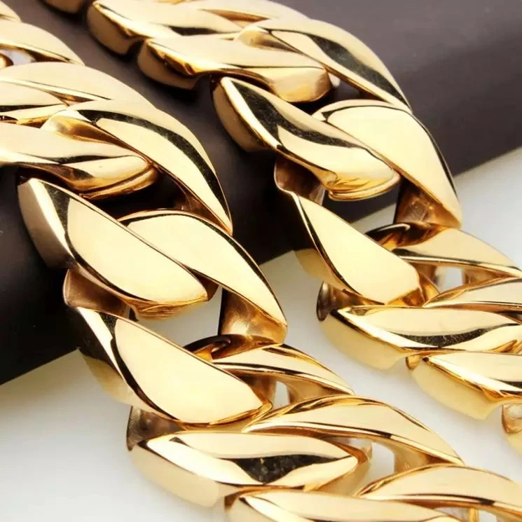 Duyizhao 32/23mm Width Super Big Stainless Steel Cuban Chain 18K Gold Color Cuban necklace Faucet Button Hip Hop Fashion Jewelry
Duyizhao 32/23mm Width Super Big Stainless Steel Cuban Chain 18K Gold Color Cuban necklace Faucet Button Hip Hop Fashion Jewelry